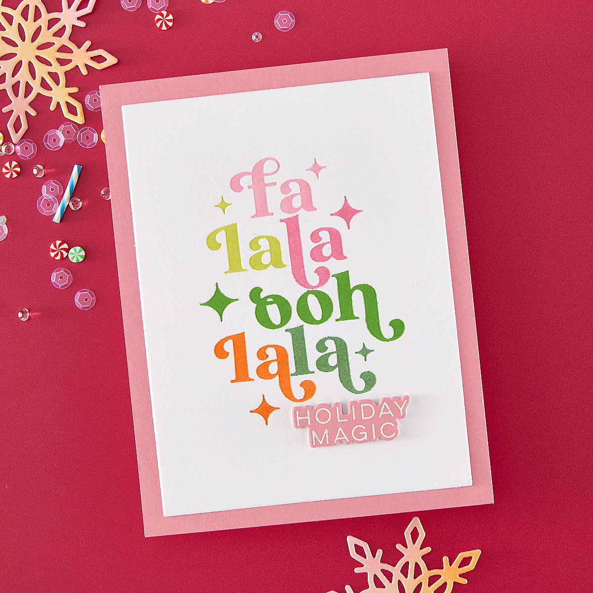 Hero Arts Modern Holiday Greetings Stamp & Cut Set from the Very Merry Collection