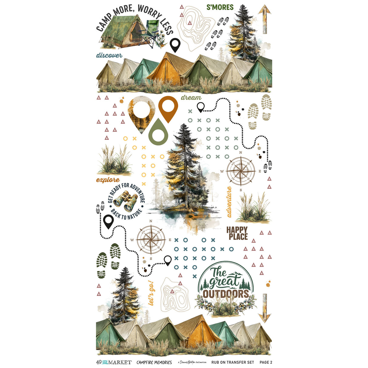 49 and Market Campfire Memories 6x12 Blendable Rub-Ons - DCM-37425
