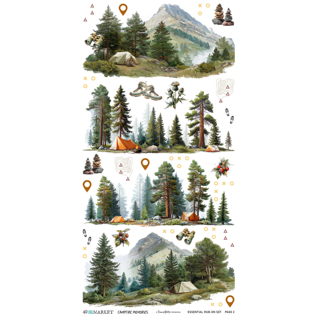 49 and Market Campfire Memories 6x12 Essential Rub-Ons - DCM-37432