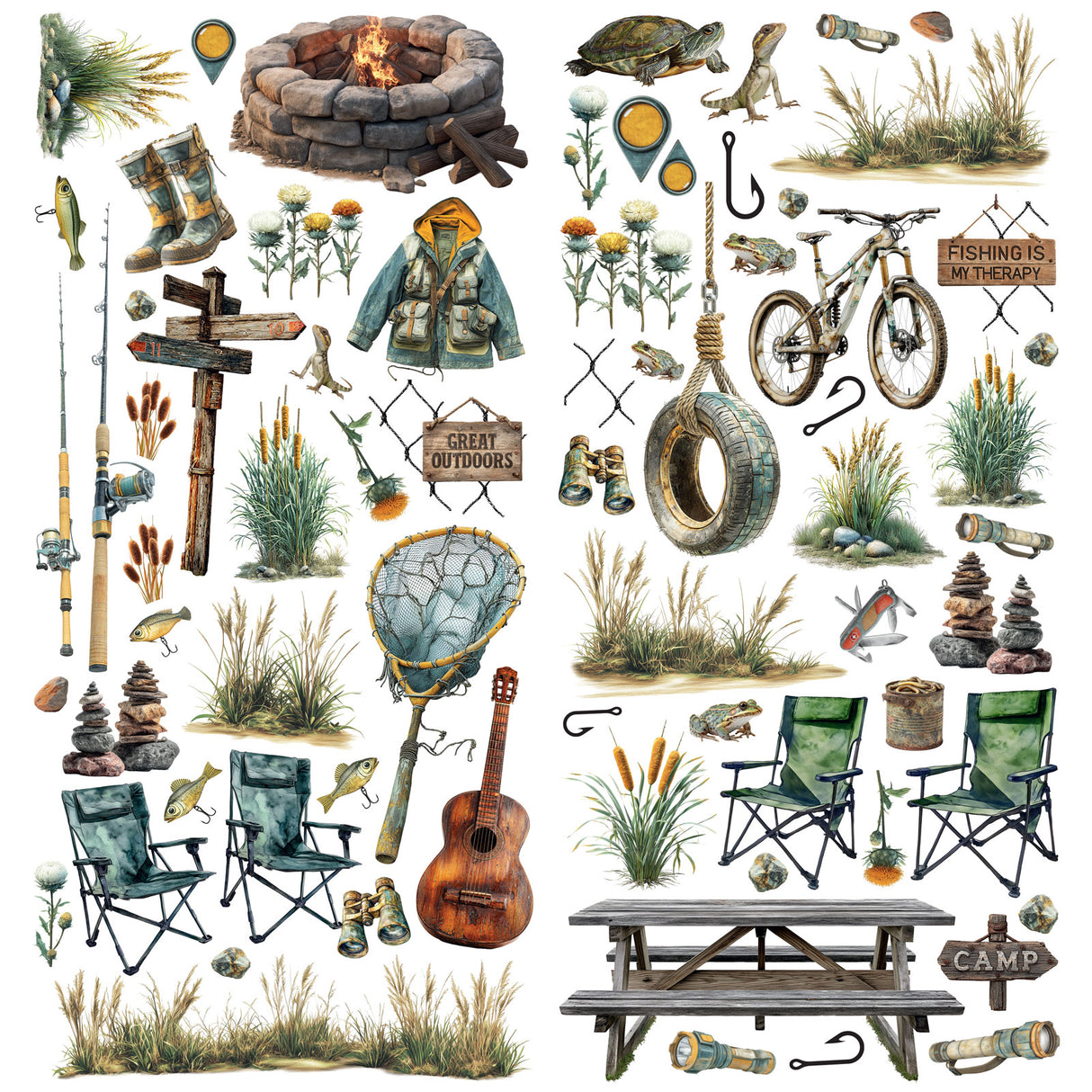 49 and Market Campfire Memories Laser Cuts - Fishing - DCM-37456