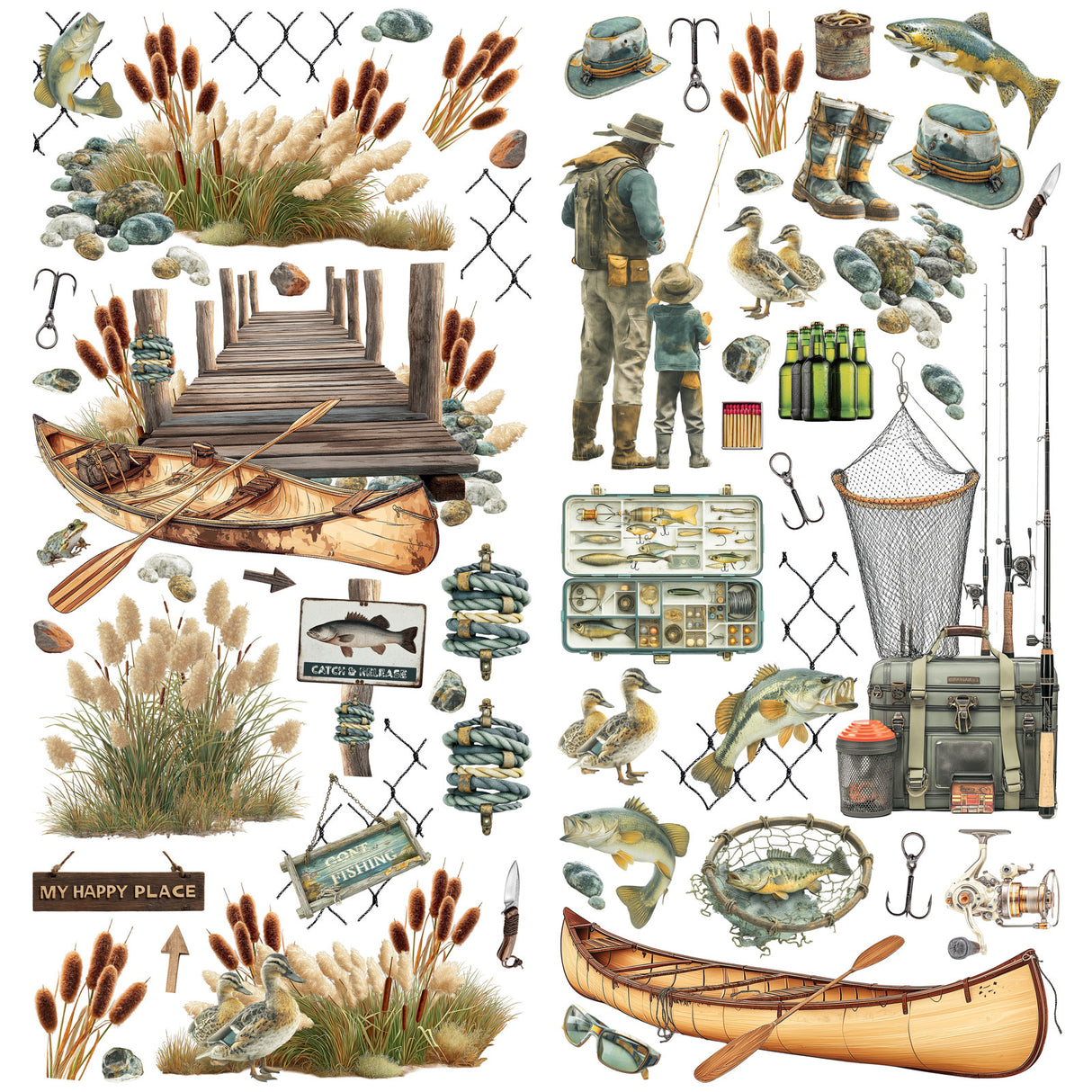 49 and Market Campfire Memories Laser Cuts - Fishing - DCM-37456