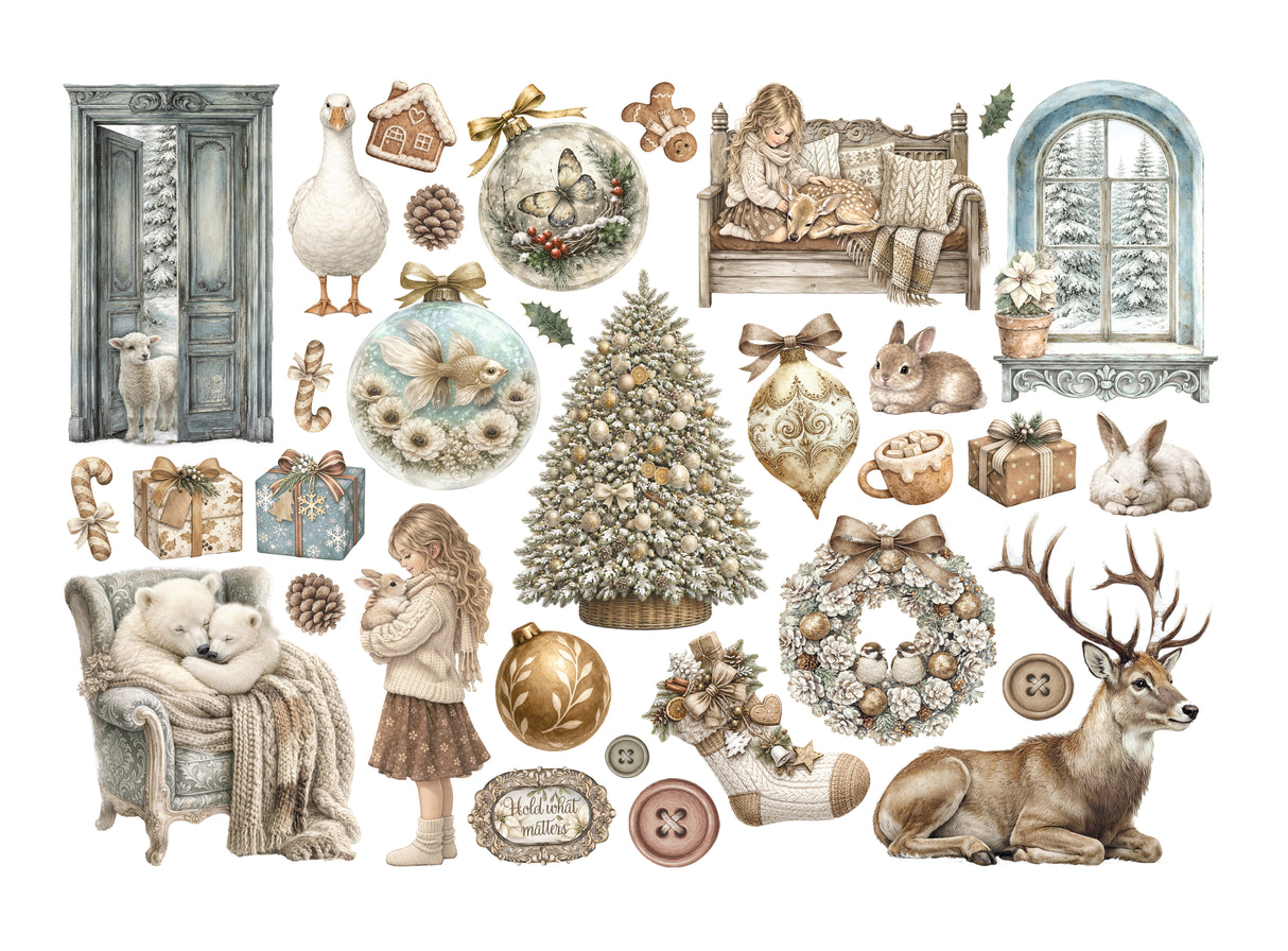 Stamperia White Christmas Ephemera by Cristina Radovan - DFLCT89
