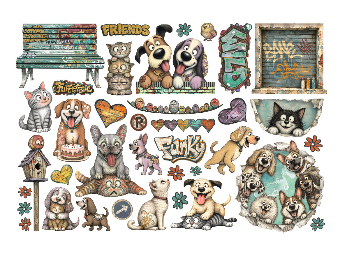 Stamperia Furry Friends 2 Ephemera by Antonis Tzanidakis - DFLCT94