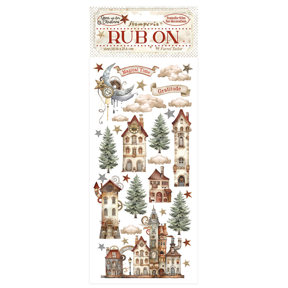 Stamperia Rub-on cm 10,16x21,6 - Gear up for Christmas cozy houses DFLRB100