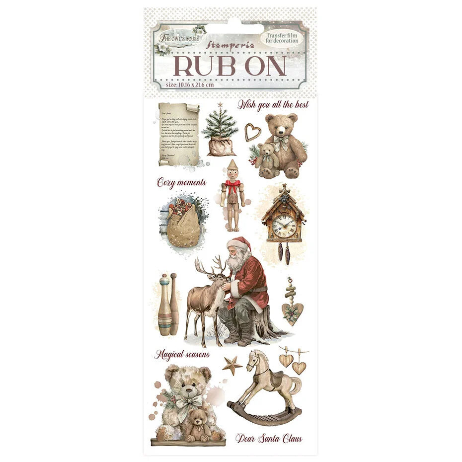 Stamperia The Owl's House Rub-on 4x8.5 Inch Teddy Bears (DFLRB179)