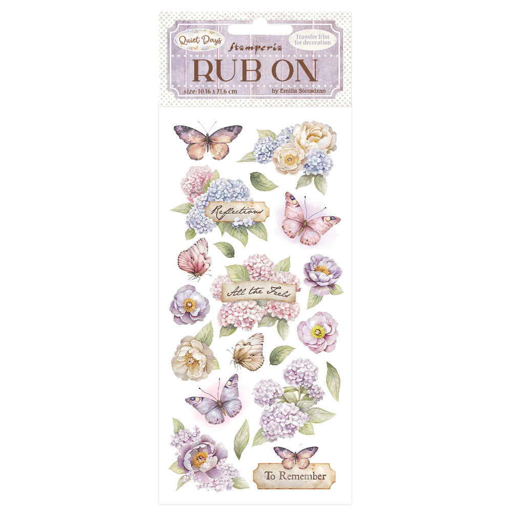 Stamperia Quiet Days Rub-On Hydrangea & Butterfly (DFLRB202)