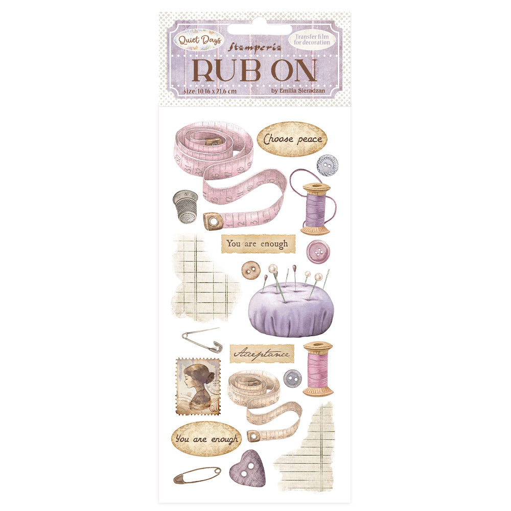 Stamperia Quiet Days Rub-On Sewing (DFLRB204)