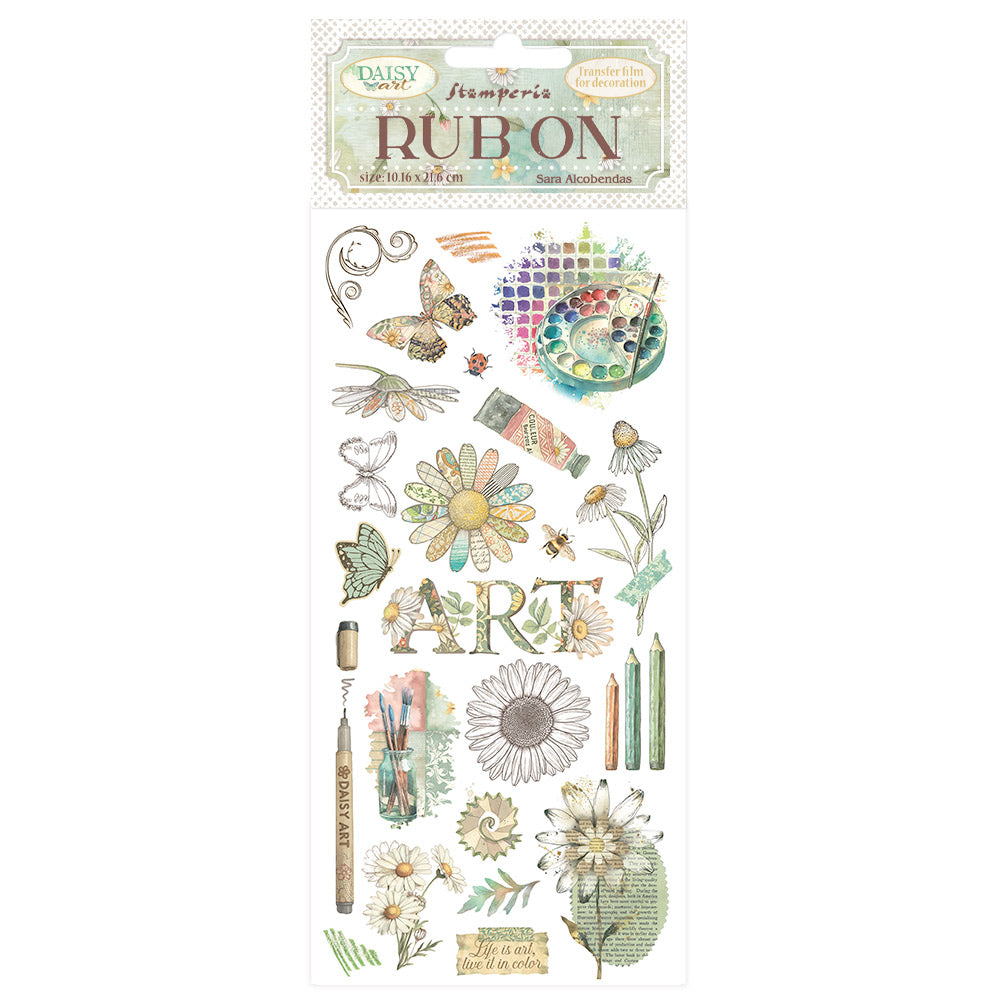 Stamperia Daisy Art Rub-On 10,16x21,6cm Life is Art Live it in Colour (DFLRB221)