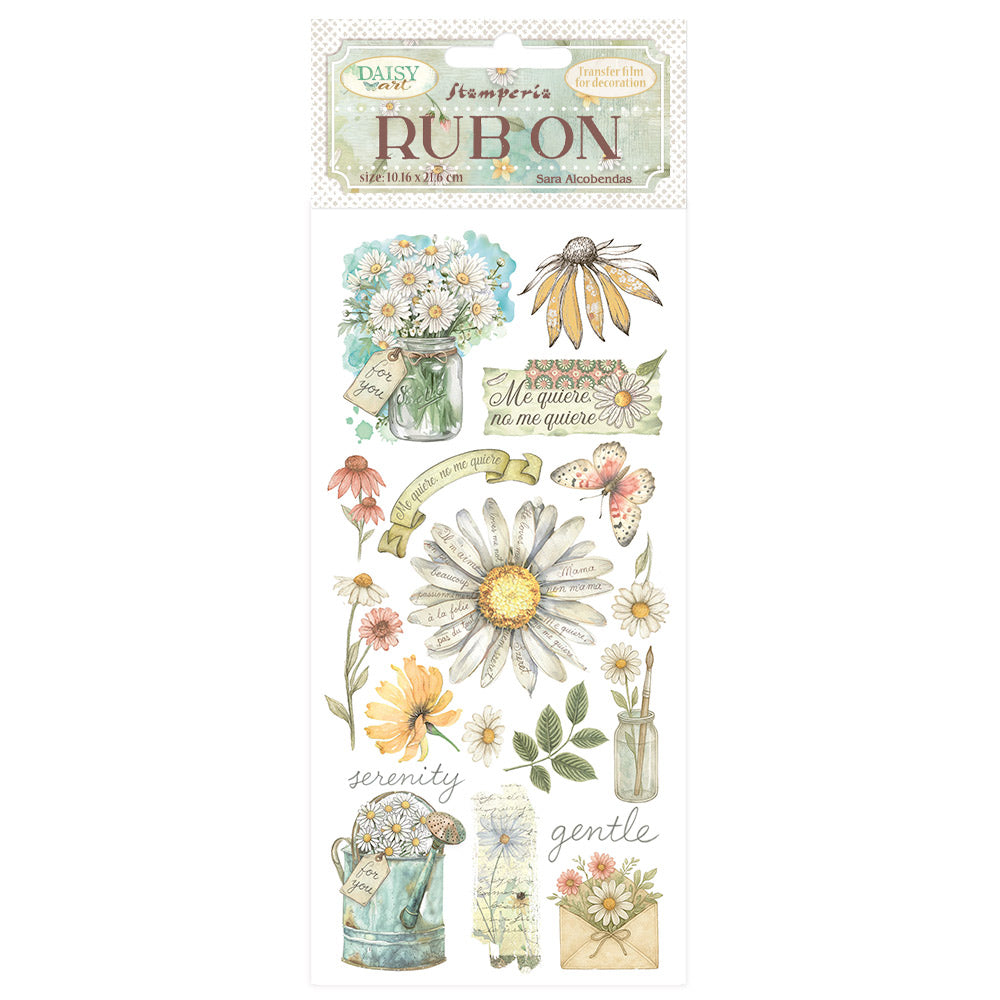 Stamperia Daisy Art Rub-On 10,16x21,6cm Me Quiere no me Quiere (DFLRB223)