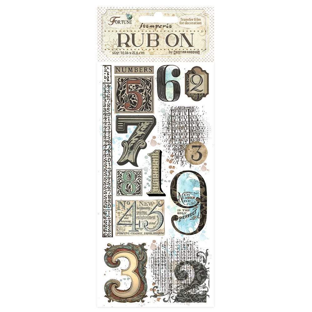 Stamperia Rub-on cm 10,16x21,6 - Fortune numbers DFLRB89