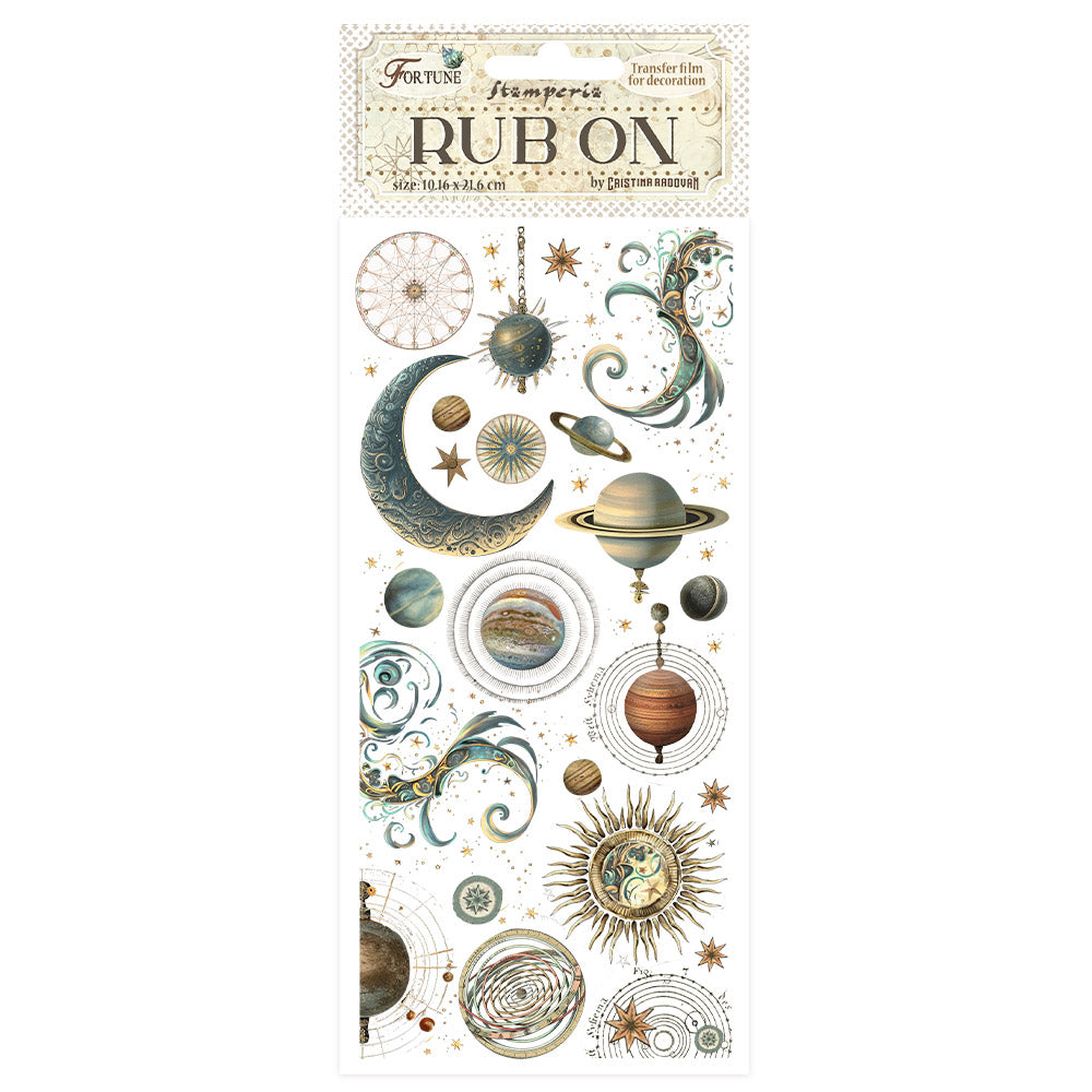 Stamperia Rub-on cm 10,16x21,6 - Fortune planets and moon DFLRB91