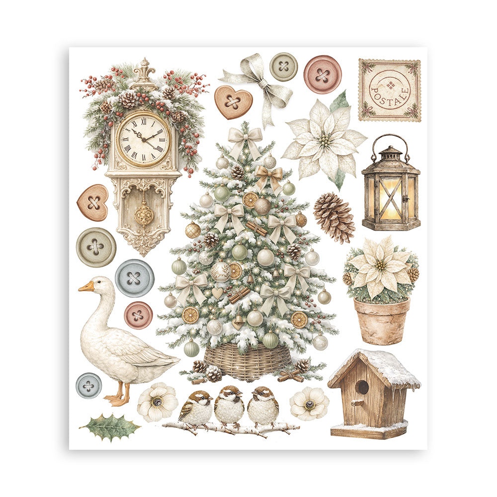 Stamperia White Christmas Rub-On 20.5 x 23cm Assortment, 6 Pieces by Cristina Radovan - DFLRBXG13