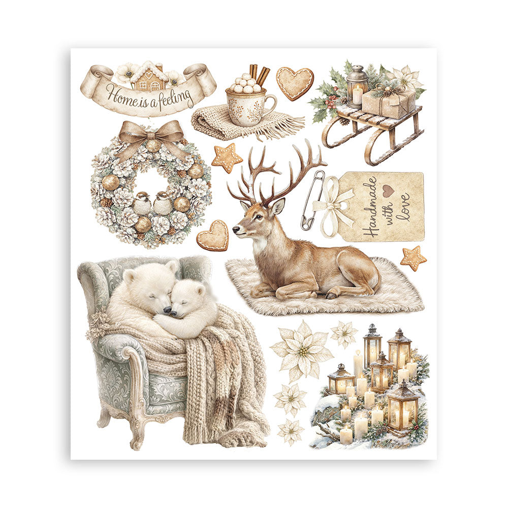 Stamperia White Christmas Rub-On 20.5 x 23cm Assortment, 6 Pieces by Cristina Radovan - DFLRBXG13