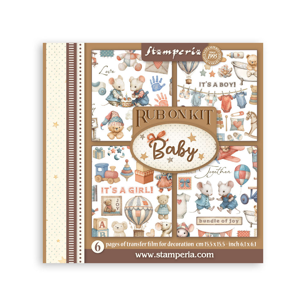 Stamperia Baby Rub-On 6.1×6.1 Inch Assortment (DFLRBX05)