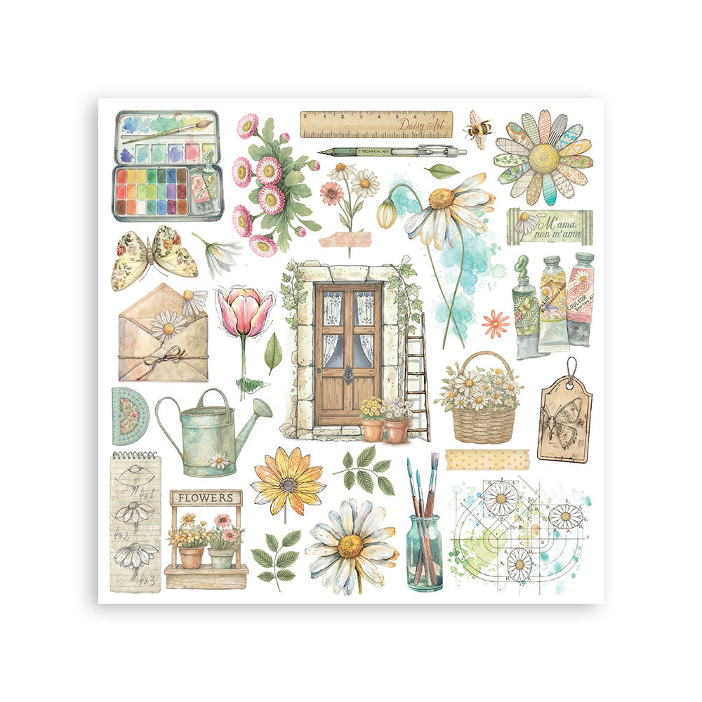 Stamperia Daisy Art Rub-On 15,5x15,5cm Assortment (6pcs) (DFLRBX08)
