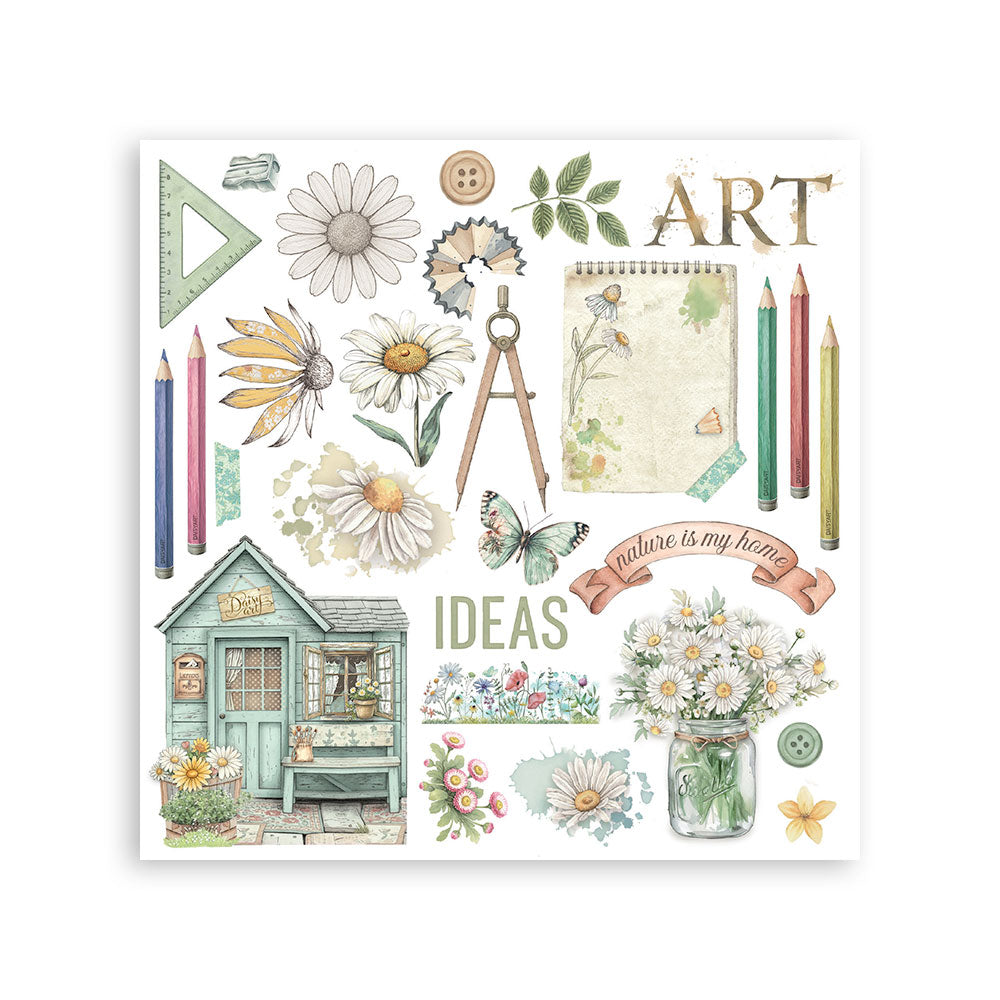 Stamperia Daisy Art Rub-On 15,5x15,5cm Assortment (6pcs) (DFLRBX08)