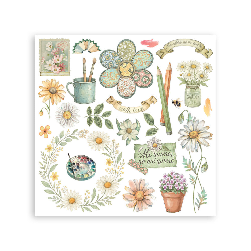 Stamperia Daisy Art Rub-On 15,5x15,5cm Assortment (6pcs) (DFLRBX08)