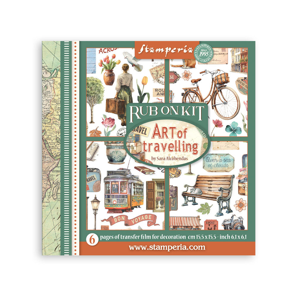 Stamperia Art of Travelling Rub-On 15.5x15.5cm Assortment 6pcs (DFLRBX12)