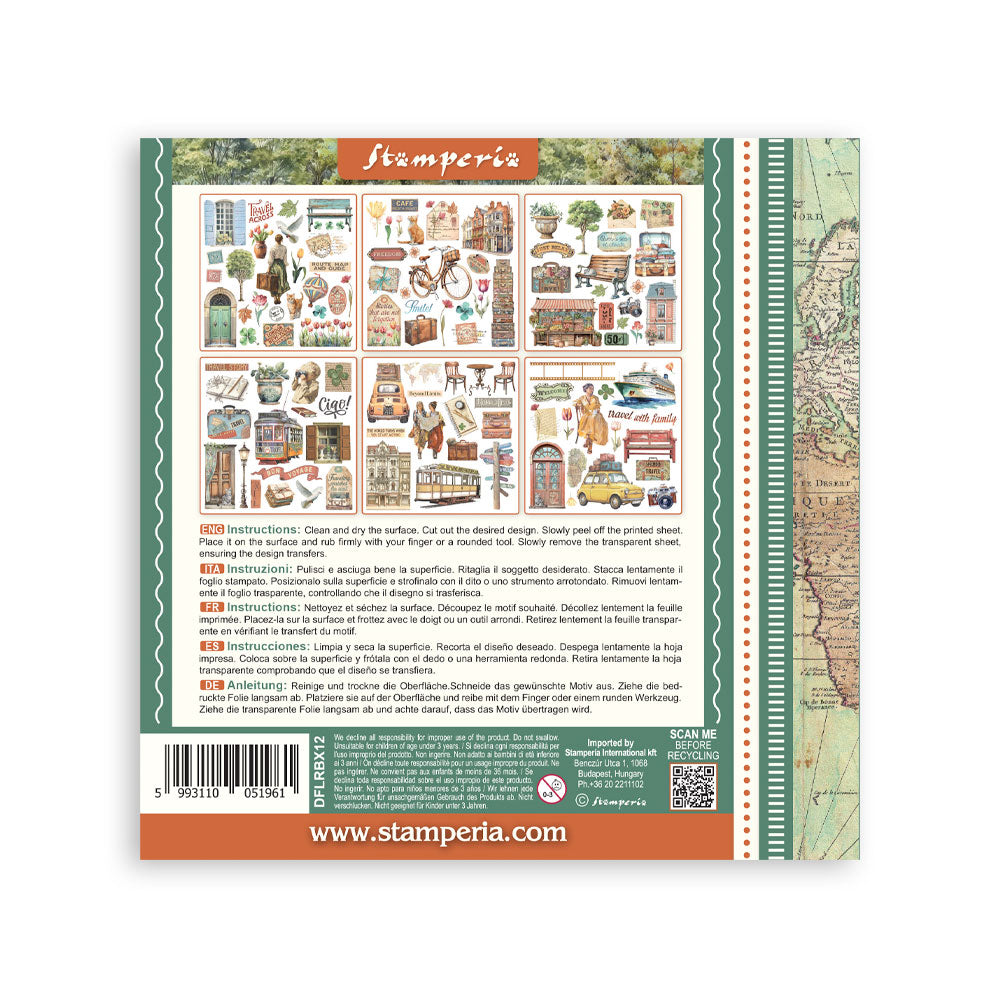 Stamperia Art of Travelling Rub-On 15.5x15.5cm Assortment 6pcs (DFLRBX12)