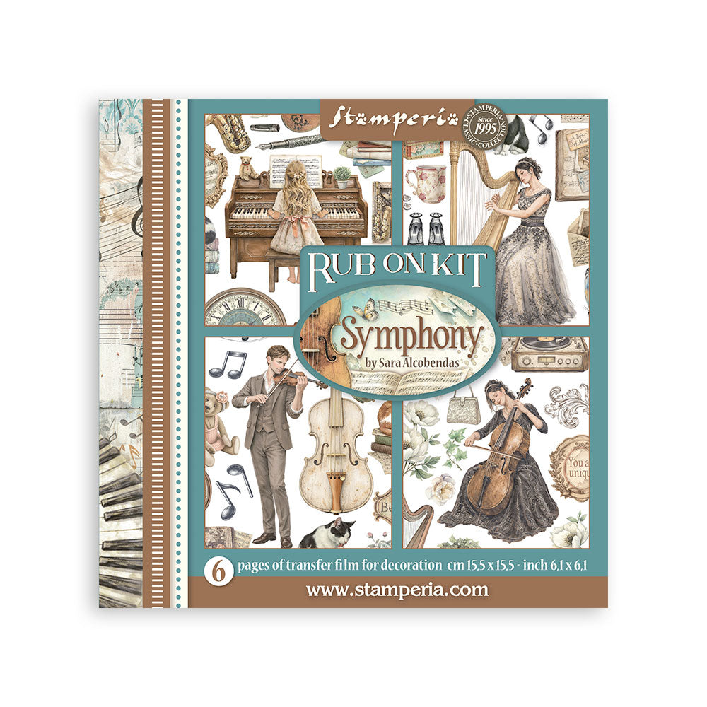 Stamperia Symphony Rub-On 15.5x15.5cm Assortment (6pcs) by Sara Alcobendas (DFLRBX16)