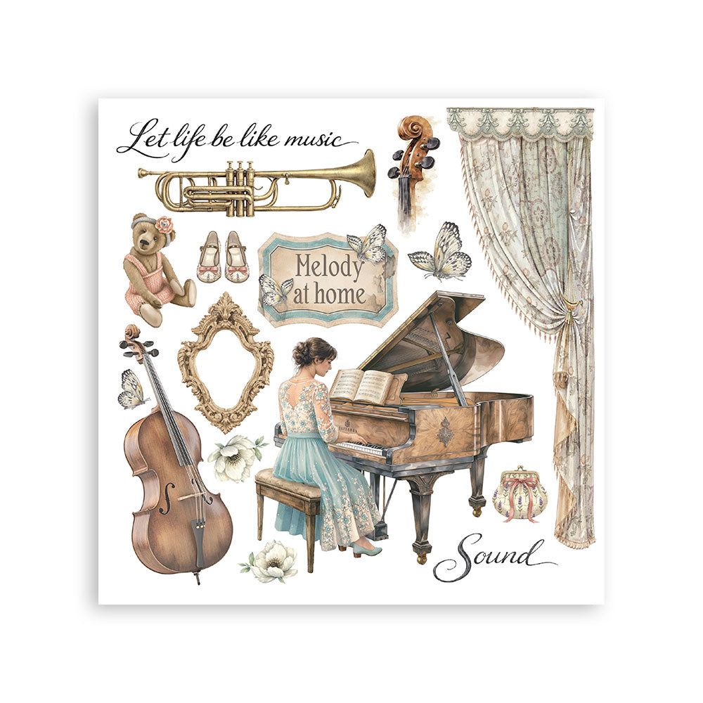 Stamperia Symphony Rub-On 15.5x15.5cm Assortment (6pcs) by Sara Alcobendas (DFLRBX16)