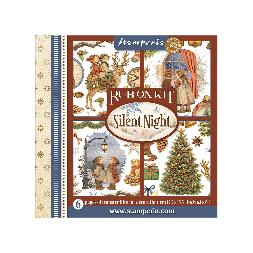 Stamperia Silent Night Rub-On 15.5 x 15.5cm Assortment, 6 Pieces - DFLRBX20