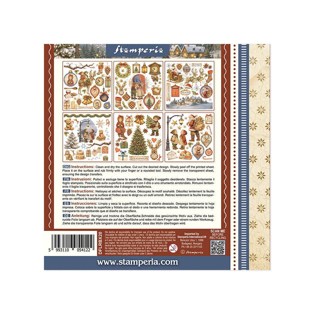 Stamperia Silent Night Rub-On 15.5 x 15.5cm Assortment, 6 Pieces - DFLRBX20