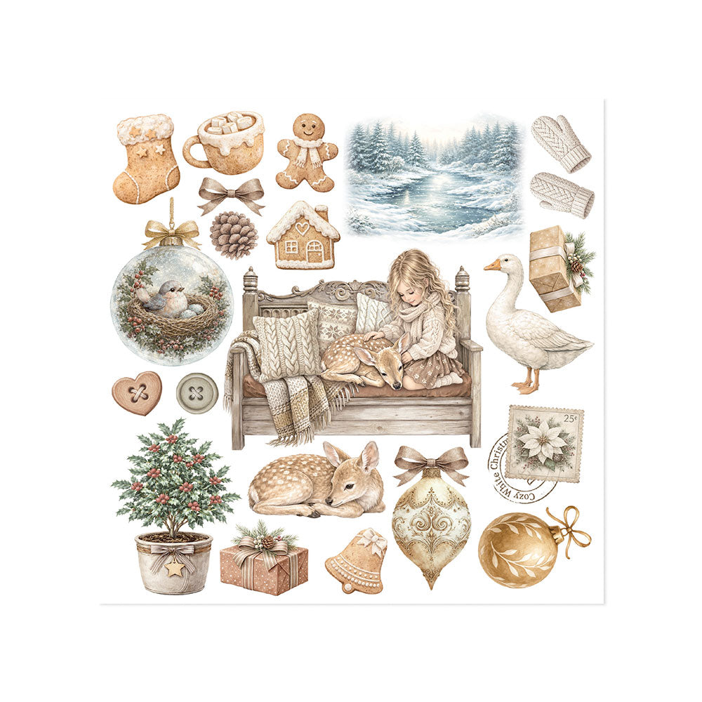Stamperia White Christmas Rub-On 15.5 x 15.5cm Assortment, 6 Pieces by Cristina Radovan - DFLRBX21