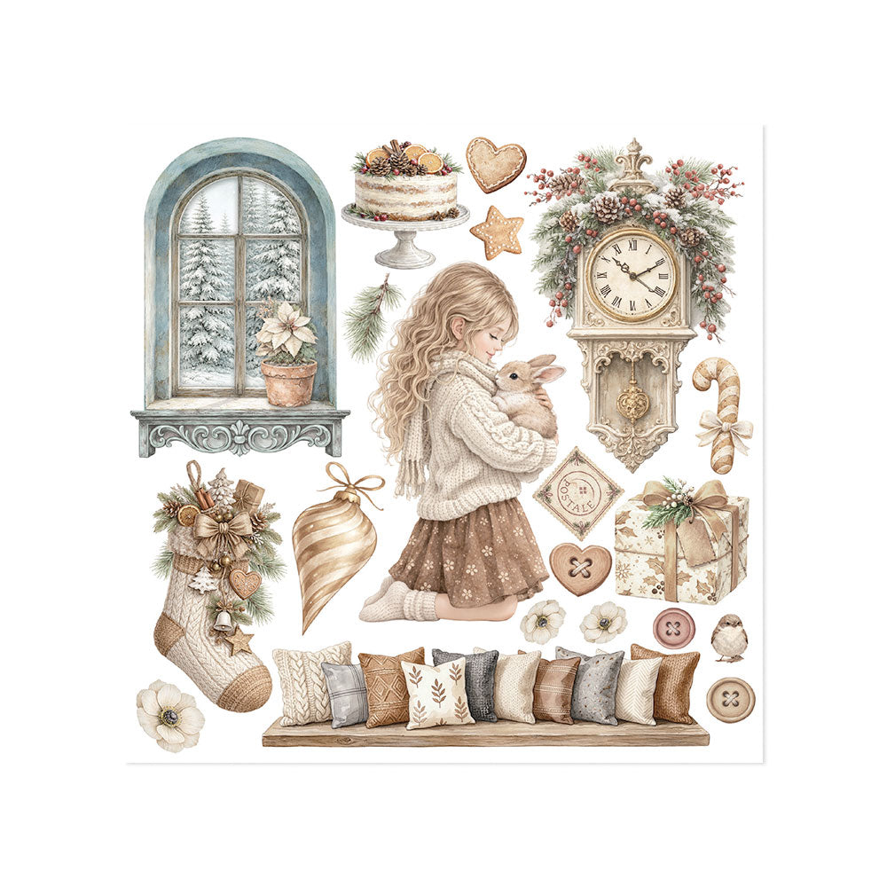 Stamperia White Christmas Rub-On 15.5 x 15.5cm Assortment, 6 Pieces by Cristina Radovan - DFLRBX21