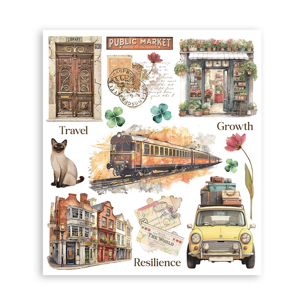 Stamperia Art of Travelling Rub-On 20.5x23cm Assortment 6pcs (DFLRBXG05)
