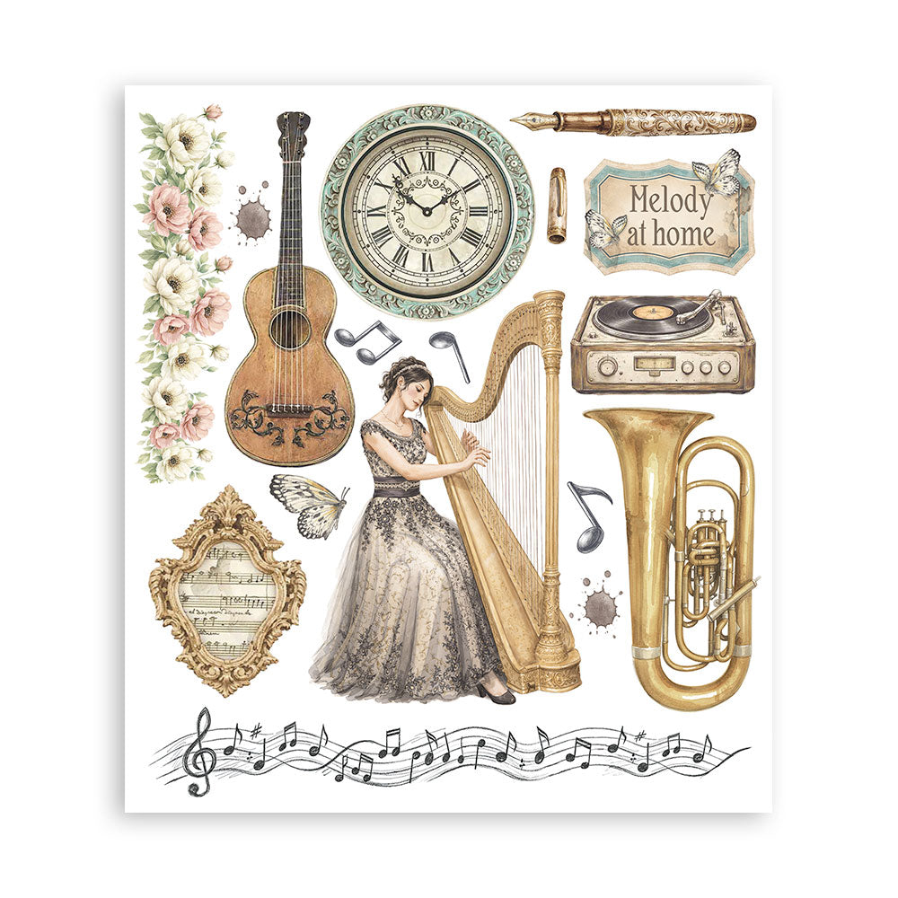 Stamperia Symphony Rub-On 20.5x23cm Assortment (6pcs) by Sara Alcobendas (DFLRBXG09)
