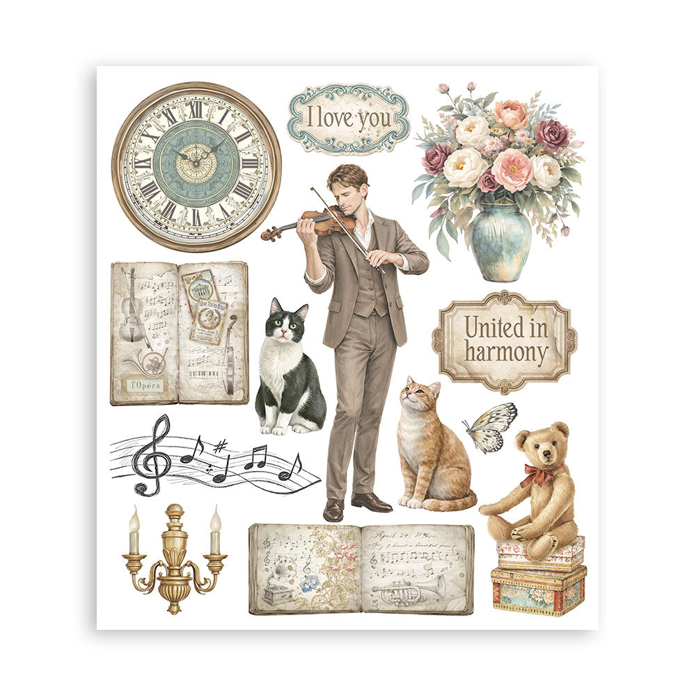 Stamperia Symphony Rub-On 20.5x23cm Assortment (6pcs) by Sara Alcobendas (DFLRBXG09)