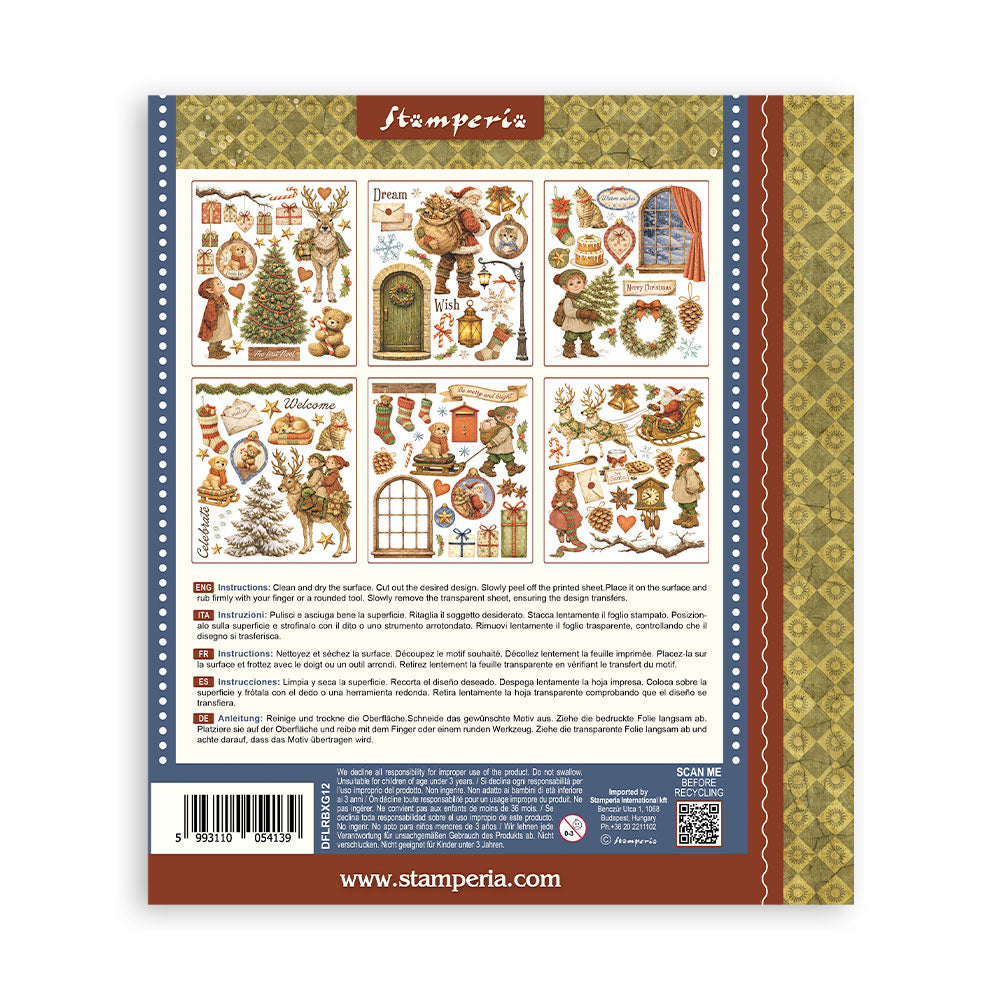 Stamperia Silent Night Rub-On 20.5 x 23cm Assortment, 6 Pieces - DFLRBXG12