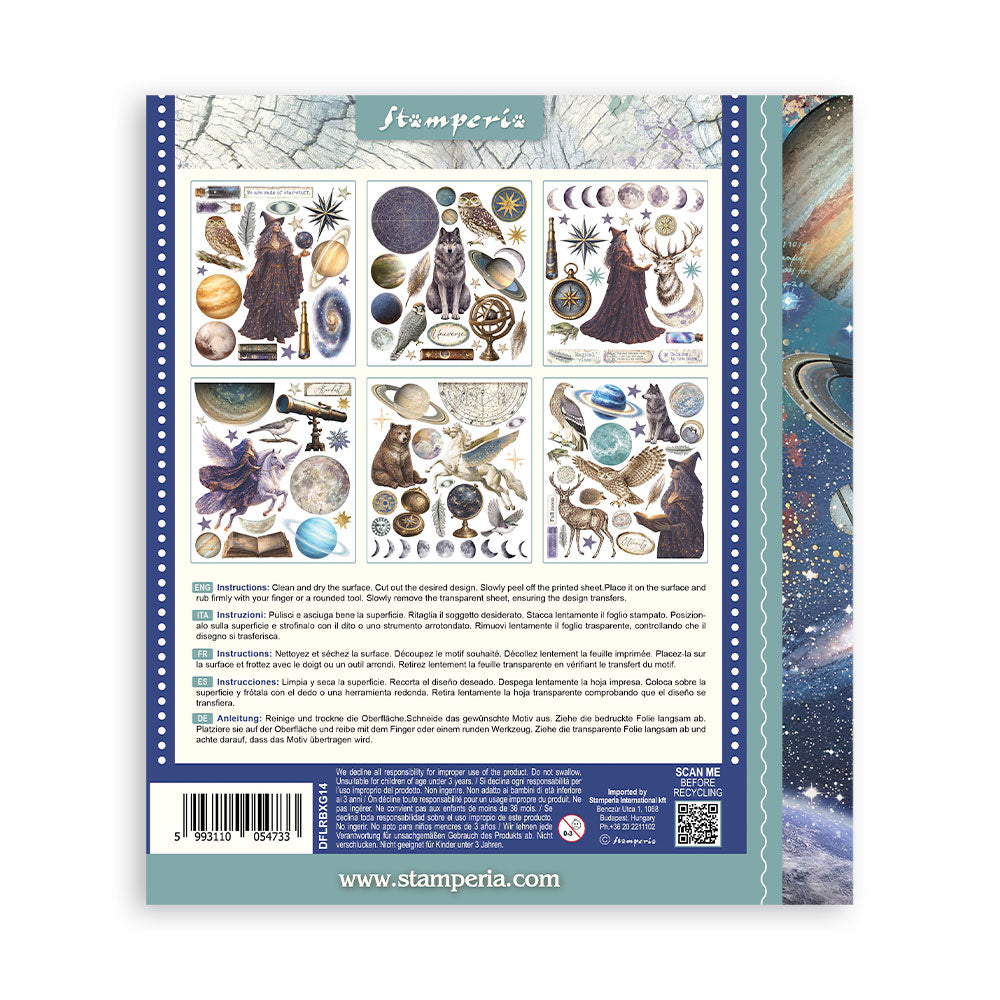 Stamperia Cosmos Rub-On 20.5x23cm Assortment (6pcs) by Cristina Radovan - DFLRBXG14