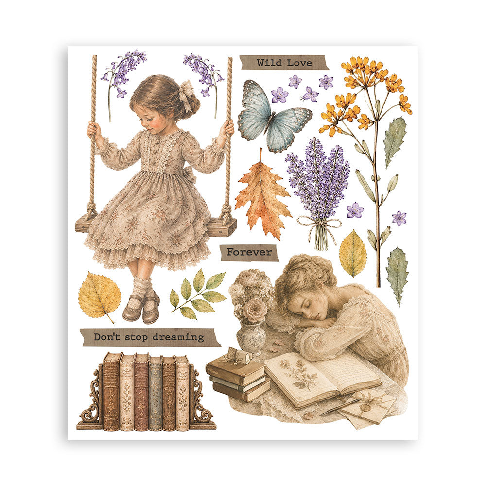 Stamperia Flowers and Poems Rub-On 20,5x23cm Assortment (6pcs) - DFLRBXG16