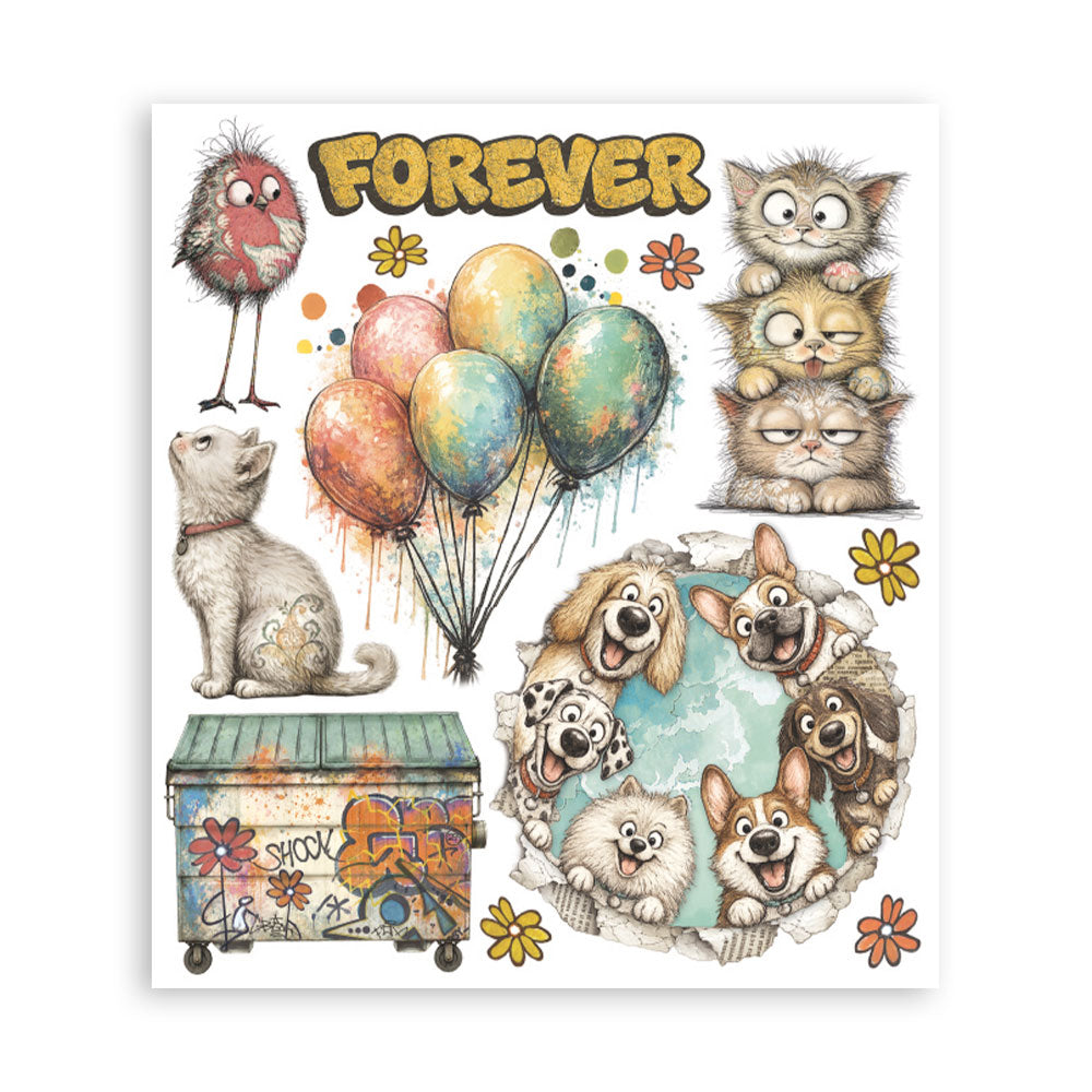 Stamperia Furry Friends 2 Decorative Rub-On Selection 20.5x23cm - DFLRBXG18