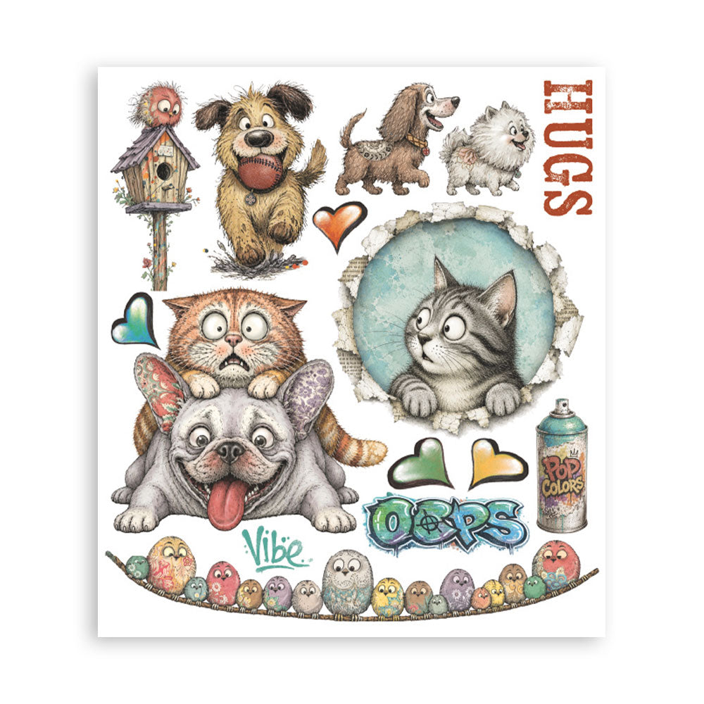 Stamperia Furry Friends 2 Decorative Rub-On Selection 20.5x23cm - DFLRBXG18