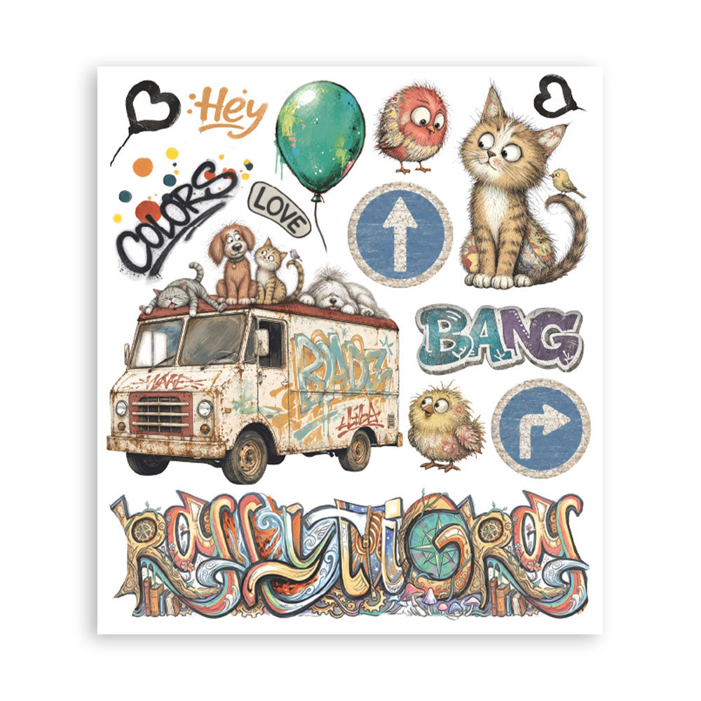 Stamperia Furry Friends 2 Decorative Rub-On Selection 20.5x23cm - DFLRBXG18