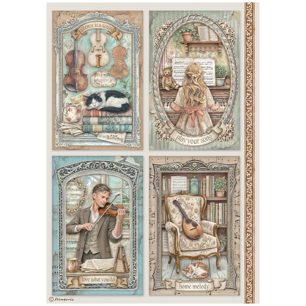 Stamperia Symphony A4 Rice Paper Selection (6pcs) by Sara Alcobendas (DFSA4XSP)