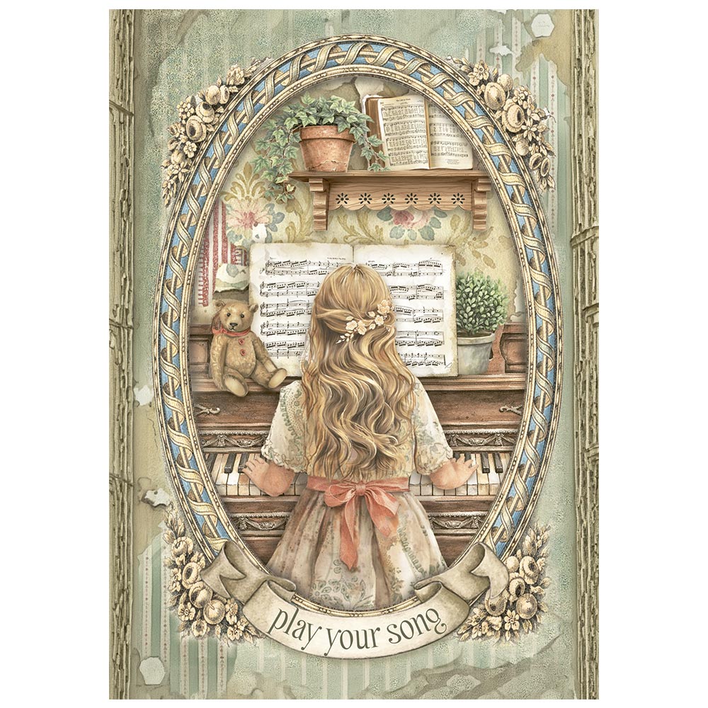 Stamperia Symphony A6 Mini Rice Paper (8pcs) by Sara Alcobendas (DFSA6X07)