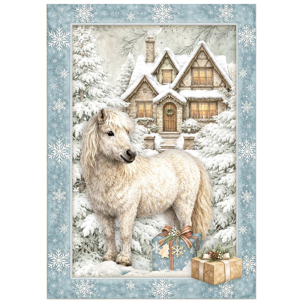Stamperia White Christmas A6 Mini Rice Paper Selection, 8 Pieces by Cristina Radovan - DFSA6X10