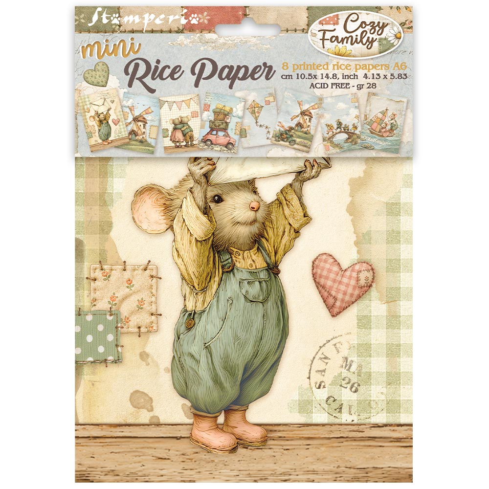 Stamperia Cozy Family A6 Mini Rice Paper Selection (8pcs) - DFSA6X14