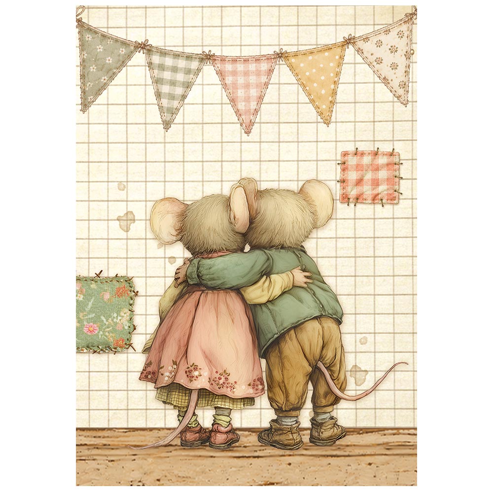 Stamperia Cozy Family A6 Mini Rice Paper Selection (8pcs) - DFSA6X14