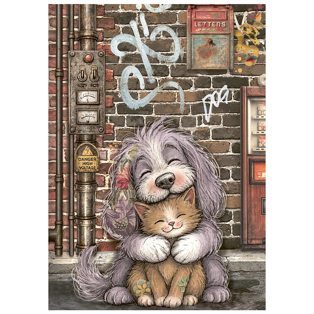 Stamperia Furry Friends 2 A6 Mini Rice Paper Selection (8pcs) by Antonis Tzanidakis - DFSA6X15
