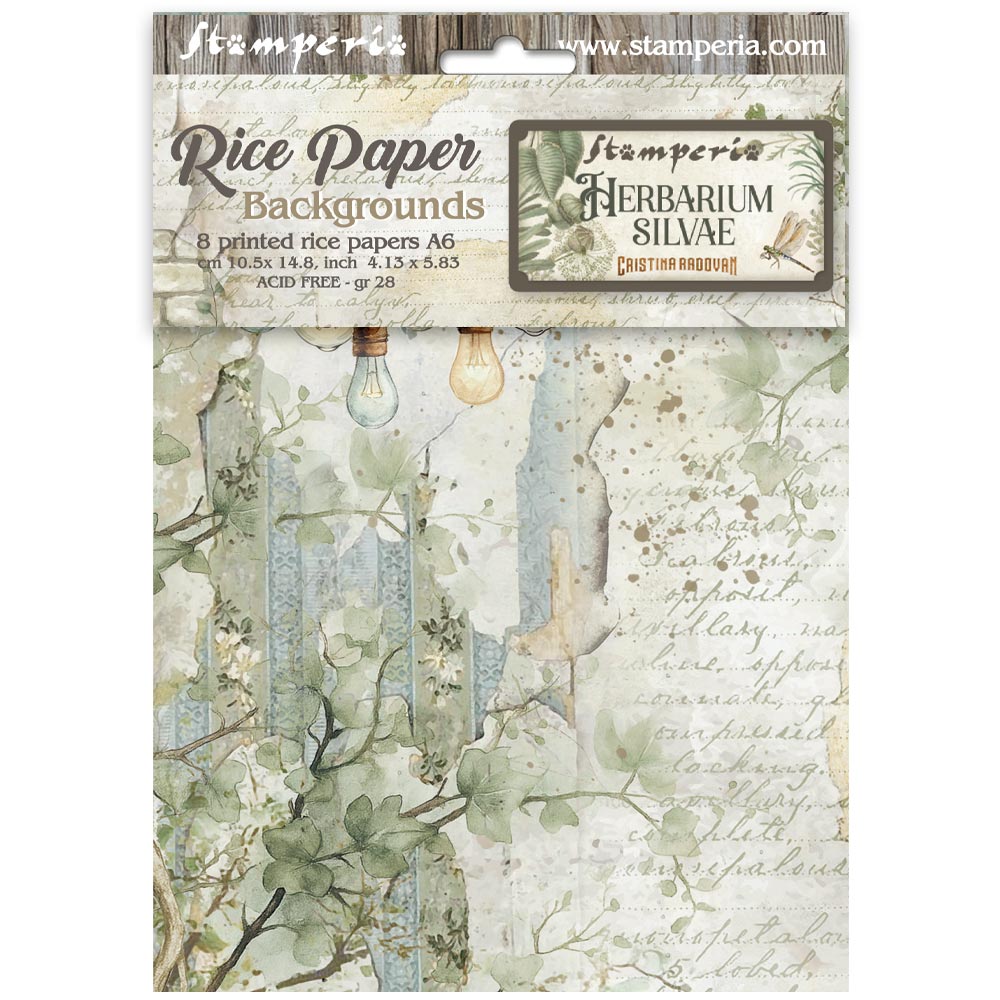 Stamperia Herbarium Silvae A6 Rice Paper Backgrounds (DFSAK6048)