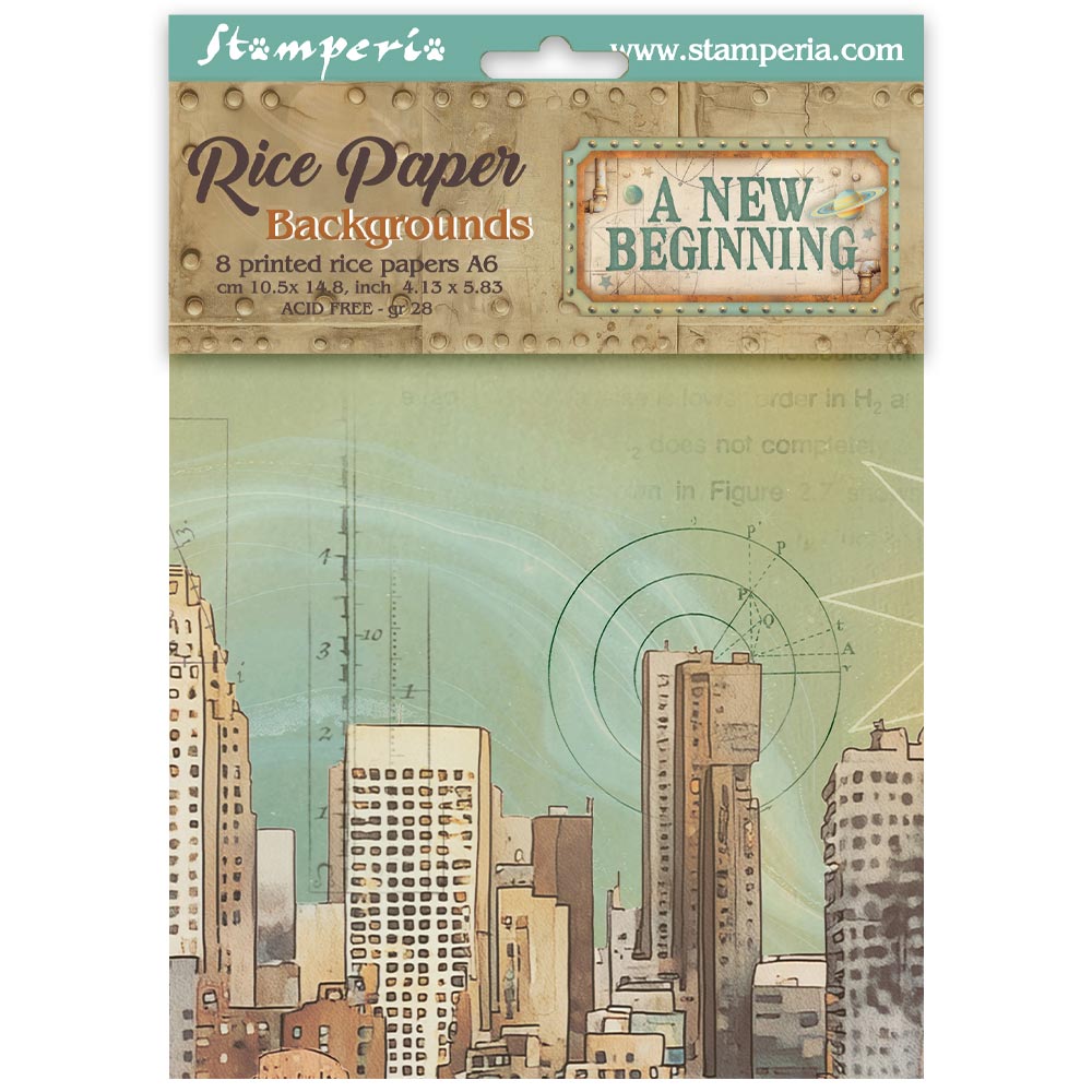 Stamperia A New Beginning A6 Rice Paper Backgrounds 8pcs (DFSAK6052)