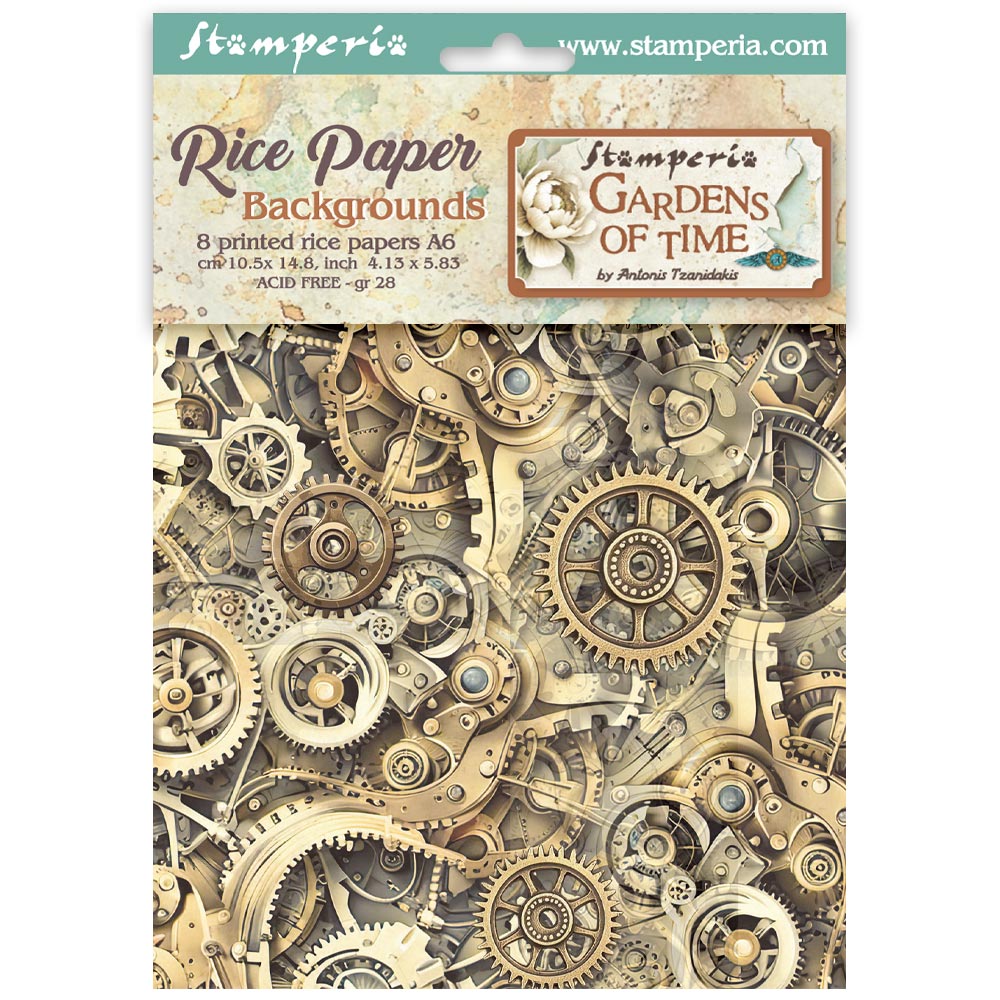 Stamperia Gardens of Time A6 Rice Paper Backgrounds (DFSAK6053)