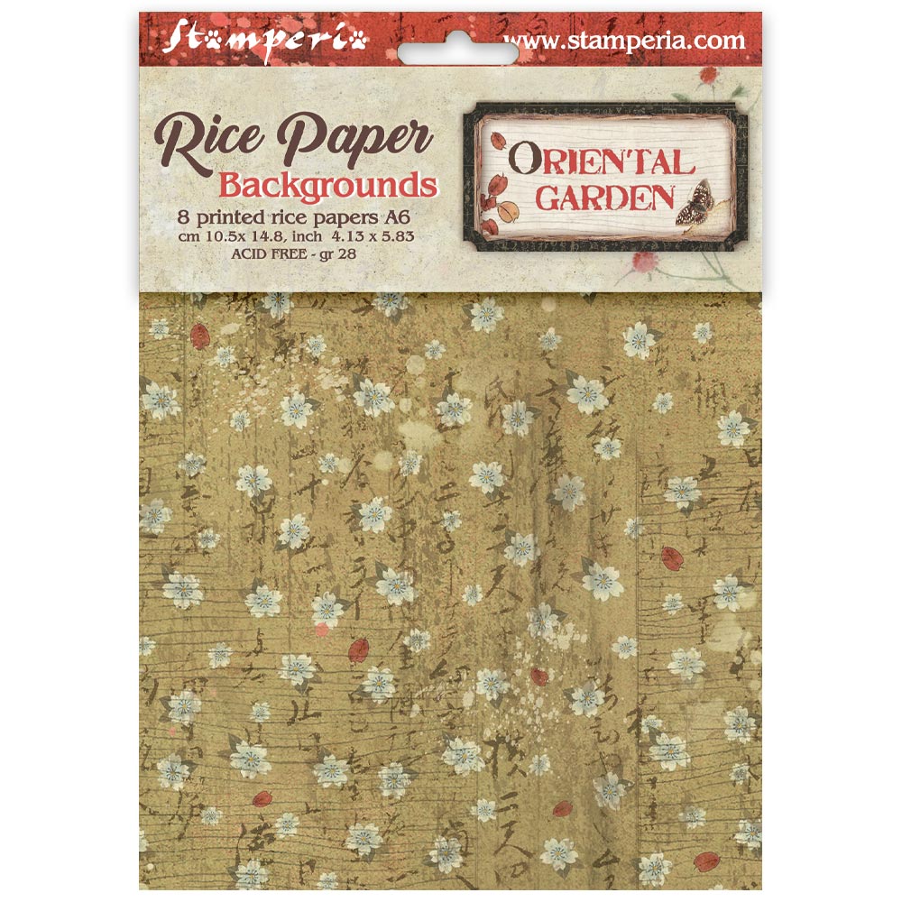 Stamperia Oriental Garden A6 Rice Paper Backgrounds Selection (8pcs) (DFSAK6057)