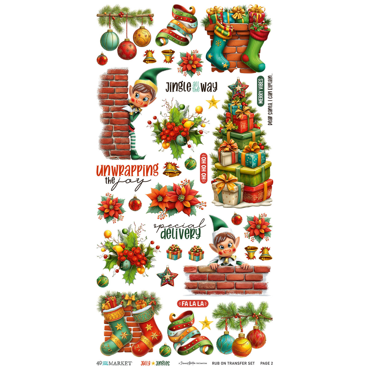 49 & Market Jolly Jingles 6x12 Blendable Rub-On Set - DJJ-38194