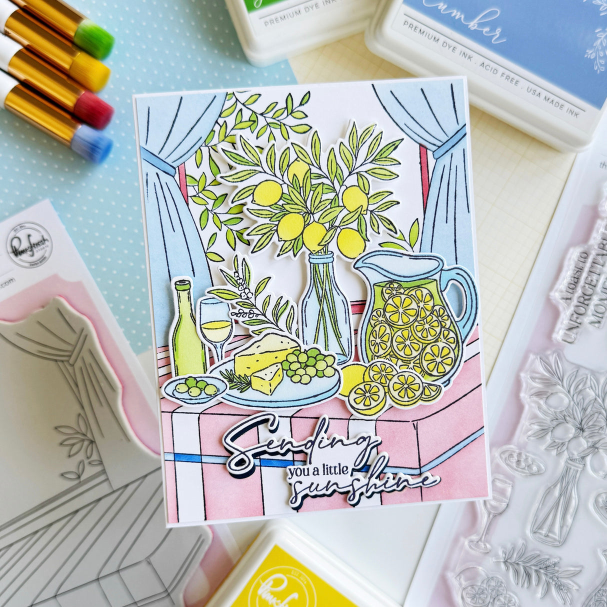 Pinkfresh Studio Sunlit Table Cling Stamp /Stencil Bundle